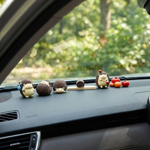 7Pcs Hedgehog Car Dashboard Decor, Car Dash Decor Rearview Mirror Ornament for Women Girls Aesthetic Hedgehog Figurines Rearview Mirror Ornament Anime Decors for Home Garden Office in Saudi Arabia