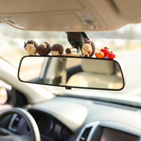 7Pcs Hedgehog Car Dashboard Decor, Car Dash Decor Rearview Mirror Ornament for Women Girls Aesthetic Hedgehog Figurines Rearview Mirror Ornament Anime Decors for Home Garden Office in Saudi Arabia