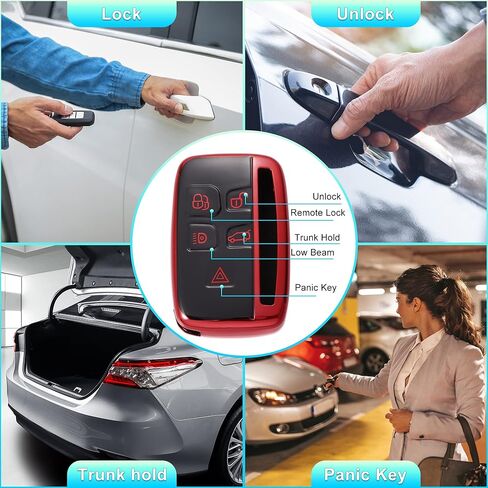 غطاء مفتاح السيارة X AUTOHAUX 5 أزرار عن بعد، أحمر لسيارة رينج روفر إيفوك فيلار ديسكفري LR4 لسيارة لاند روفر سبورت لجاكوار XF XJ XE F-PACE F-Type in Kuwait