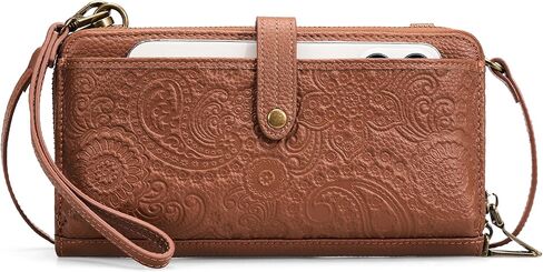 befen Leather Wristlet Wallet for Women Cell Phone Purse with Built in Wallet Vintage Leather Crossdody Bag Clutch Purse in Saudi Arabia