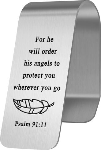 مشابك قناع للسيارات، مزمور ديني 91:11 صلاة حارس الملاك للسيارة ملحقات مشبك حاجب السيارة هدية أمان مضحكة لصديق العائلة سائق جديد (ريش) in Kuwait