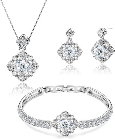 مجموعة مجوهرات نسائية من Blissful Angel، طقم سوار وقلادة وأقراط، مجموعة مجوهرات كريستال للزوجة والصديقة أو الأمهات، فكرة هدية للنساء المميزات في الحياة in Kuwait