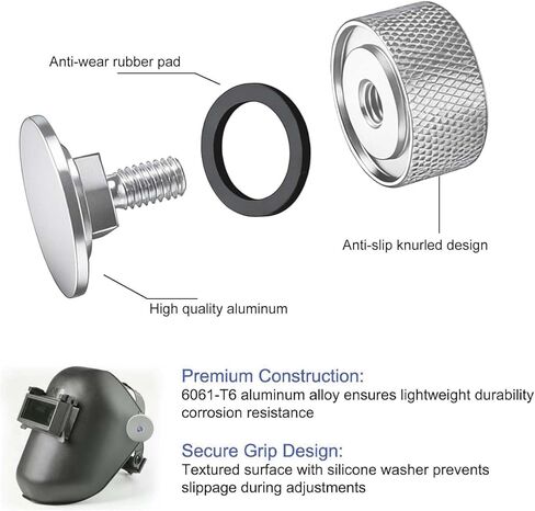 4 قطع من مثبتات خوذة اللحام من سبائك الألومنيوم مع غسالة سيليكون مضادة للانزلاق - قطع غيار متينة لبطانة الأنابيب (فضي) in Kuwait