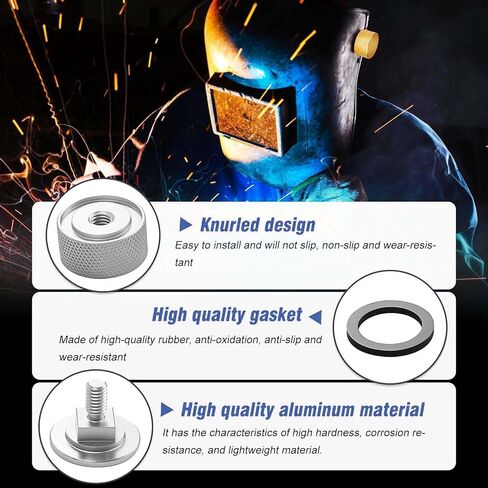 4 قطع من مثبتات خوذة اللحام من سبائك الألومنيوم مع غسالة سيليكون مضادة للانزلاق - قطع غيار متينة لبطانة الأنابيب (فضي) in Kuwait