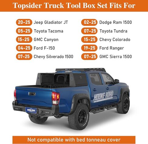 صندوق أدوات سرير الشاحنة Hooke Road Topsider لسيارة Jeep Gladiator JT، Toyota Tacoma، Tundra، Ford F-150، Ranger، Ram 1500، Silverado 1500، Colorado، Sierra 1500، Canyon - صندوق تخزين عالي التحمل قابل للقفل in Saudi Arabia