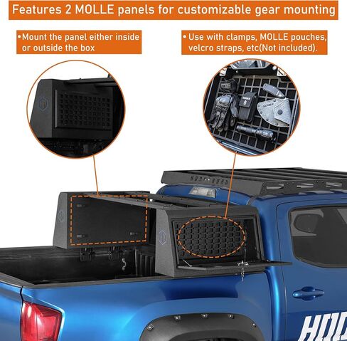 صندوق أدوات سرير الشاحنة Hooke Road Topsider لسيارة Jeep Gladiator JT، Toyota Tacoma، Tundra، Ford F-150، Ranger، Ram 1500، Silverado 1500، Colorado، Sierra 1500، Canyon - صندوق تخزين عالي التحمل قابل للقفل in Saudi Arabia