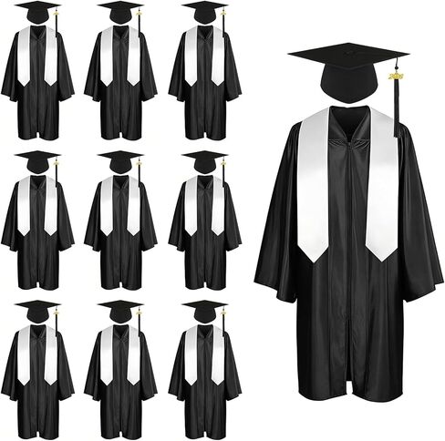 10 Set Kindergarten Graduation Gown Grad Cap Set, 2026 Nursery Graduation Outfit with Gown Cap Tassel and Stole for Kids in Kuwait