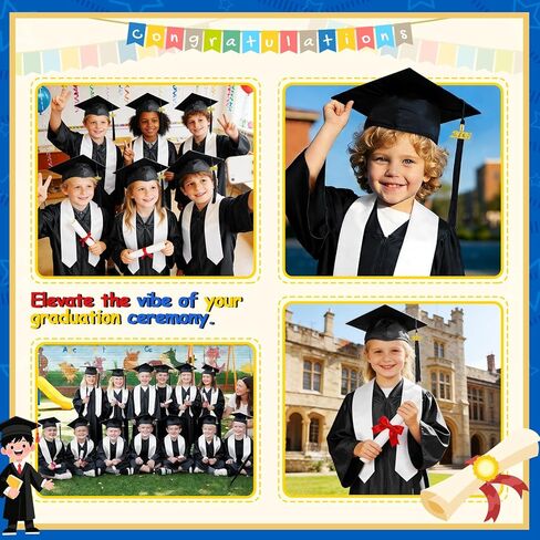 10 Set Kindergarten Graduation Gown Grad Cap Set, 2026 Nursery Graduation Outfit with Gown Cap Tassel and Stole for Kids in Kuwait