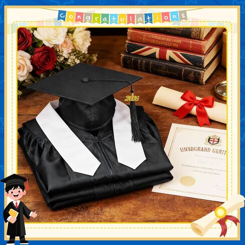 10 Set Kindergarten Graduation Gown Grad Cap Set, 2026 Nursery Graduation Outfit with Gown Cap Tassel and Stole for Kids in Kuwait