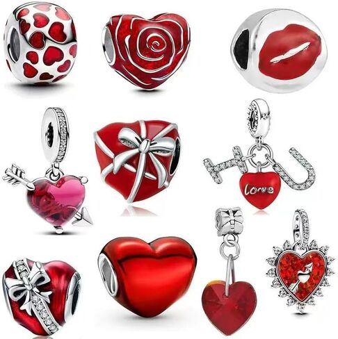 10 Pack Silver Charms,CZ Pendant Charms for Bracelets and Necklaces, DIY Jewelry Accessories,Jewelry Charm Set for Women Wife Gift.Birthday Gift in Saudi Arabia