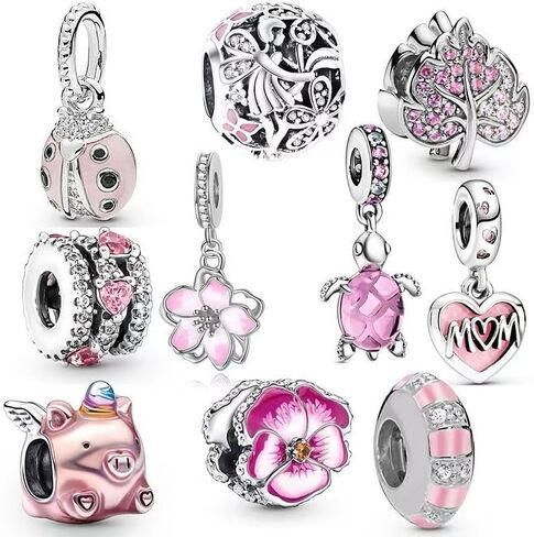 10 Pack Silver Charms,CZ Pendant Charms for Bracelets and Necklaces, DIY Jewelry Accessories,Jewelry Charm Set for Women Wife Gift.Birthday Gift in Saudi Arabia