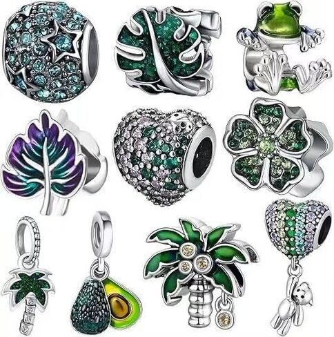 10 Pack Silver Charms,CZ Pendant Charms for Bracelets and Necklaces, DIY Jewelry Accessories,Jewelry Charm Set for Women Wife Gift.Birthday Gift in Saudi Arabia