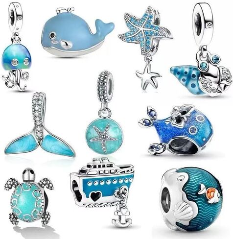 10 Pack Silver Charms,CZ Pendant Charms for Bracelets and Necklaces, DIY Jewelry Accessories,Jewelry Charm Set for Women Wife Gift.Birthday Gift in Saudi Arabia