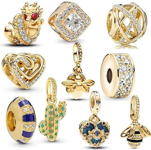 10 Pack Silver Charms,CZ Pendant Charms for Bracelets and Necklaces, DIY Jewelry Accessories,Jewelry Charm Set for Women Wife Gift.Birthday Gift in Saudi Arabia