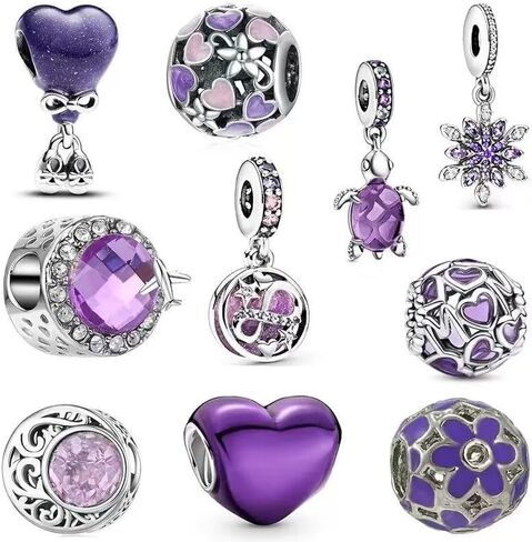 10 Pack Silver Charms,CZ Pendant Charms for Bracelets and Necklaces, DIY Jewelry Accessories,Jewelry Charm Set for Women Wife Gift.Birthday Gift in Saudi Arabia