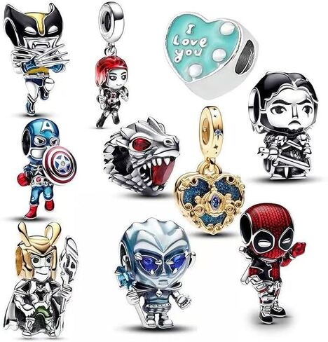 10 Pack Silver Charms,CZ Pendant Charms for Bracelets and Necklaces, DIY Jewelry Accessories,Jewelry Charm Set for Women Wife Gift.Birthday Gift in Saudi Arabia