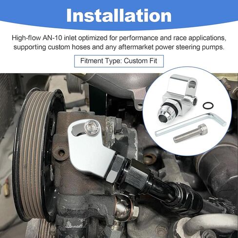 1JZ 2JZ Power Steering Pump Suction Port Swivel Offset Fitting 10AN Male Adapter 1JZ/2JZ Hose Relocation Aluminum Silver in Saudi Arabia