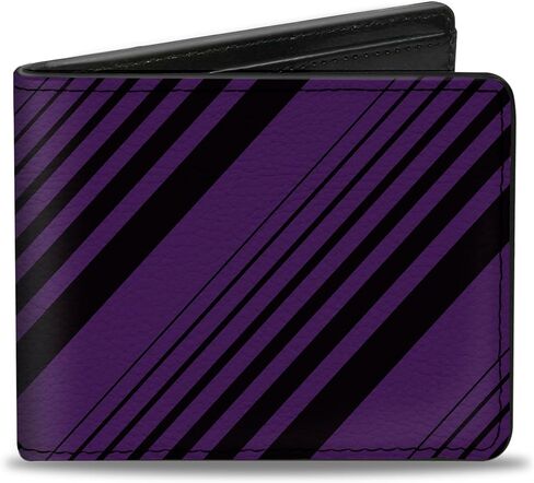 Buckle-Down Men's Wallet, Bifold, Diagonal Stripes Purples, Vegan Leather, Multi, 4.0" x 3.5" in Saudi Arabia