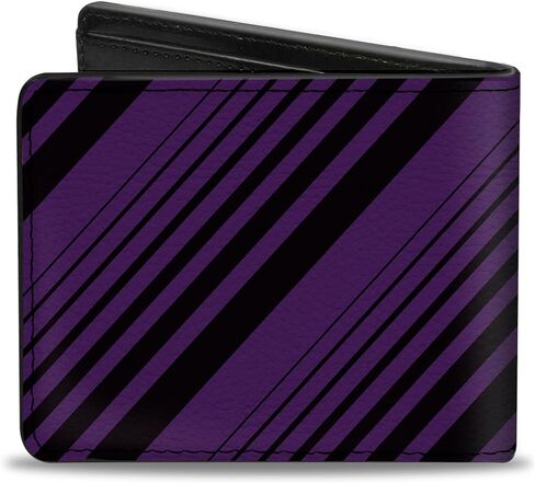 Buckle-Down Men's Wallet, Bifold, Diagonal Stripes Purples, Vegan Leather, Multi, 4.0" x 3.5" in Saudi Arabia