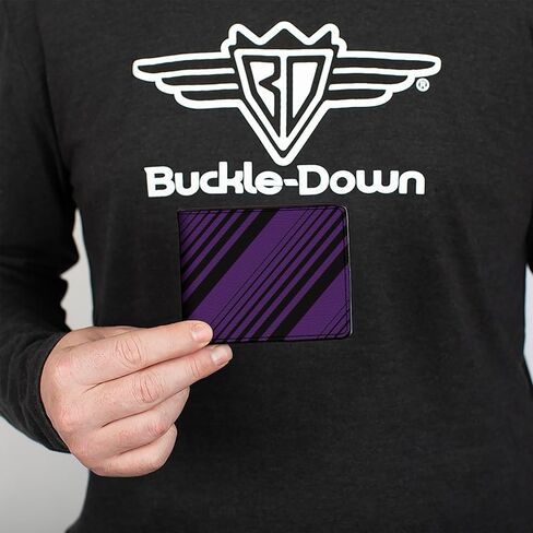 Buckle-Down Men's Wallet, Bifold, Diagonal Stripes Purples, Vegan Leather, Multi, 4.0" x 3.5" in Saudi Arabia