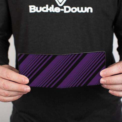 Buckle-Down Men's Wallet, Bifold, Diagonal Stripes Purples, Vegan Leather, Multi, 4.0" x 3.5" in Saudi Arabia