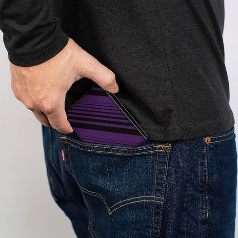 Buckle-Down Men's Wallet, Bifold, Diagonal Stripes Purples, Vegan Leather, Multi, 4.0" x 3.5" in Saudi Arabia