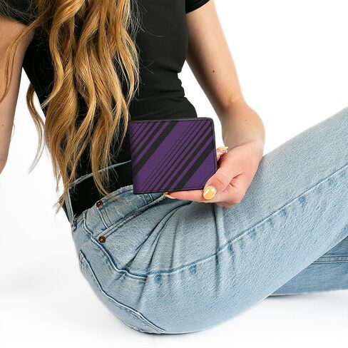 Buckle-Down Men's Wallet, Bifold, Diagonal Stripes Purples, Vegan Leather, Multi, 4.0" x 3.5" in Saudi Arabia