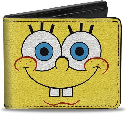 Buckle-Down SpongeBob SquarePants Wallet, Bifold, SpongeBob SquarePants Im Ready Face Close Up Yellow Green, Vegan Leather in Saudi Arabia