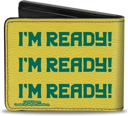 Buckle-Down SpongeBob SquarePants Wallet, Bifold, SpongeBob SquarePants Im Ready Face Close Up Yellow Green, Vegan Leather in Saudi Arabia
