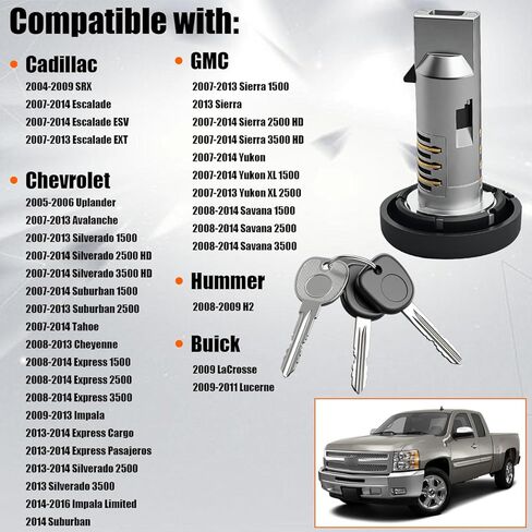 Ignition Switch & Door Lock Cylinders with Keys fit for 2004-2014 Cadillac, for 2005-2016 Chevy, for 2007-2014 GMC, for 2008-2009 H2, for 2009-2011 Buick, Replace OE 924-796 15794826 15919460 in Saudi Arabia
