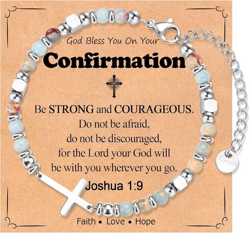 Christian Gifts for Girls Kids, Adjustable Stainless Steel Beaded Cross Bracelets as Baptism First Communion Confirmation Easter Gifts, Religious Jewelry for Daughter Granddaughter Goddaughter in Saudi Arabia