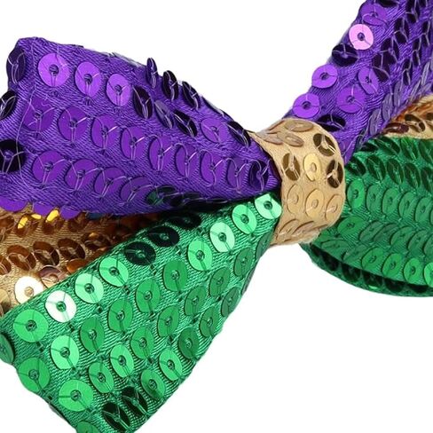 Needzo Mardi Gras Sequin Bowties, Purple, Green, and Gold Tone Stripes, Festive Party Accessories, One Size (Pack of 2) in Saudi Arabia