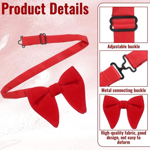 Velvet Bow Ties for Men, Red Adjustable Bowtie Formal Solid Pre-Tie Bowtie Tuxedo Bowties Adjustable Neck Bowties for Tuxedo Wedding Party Banquet in Saudi Arabia