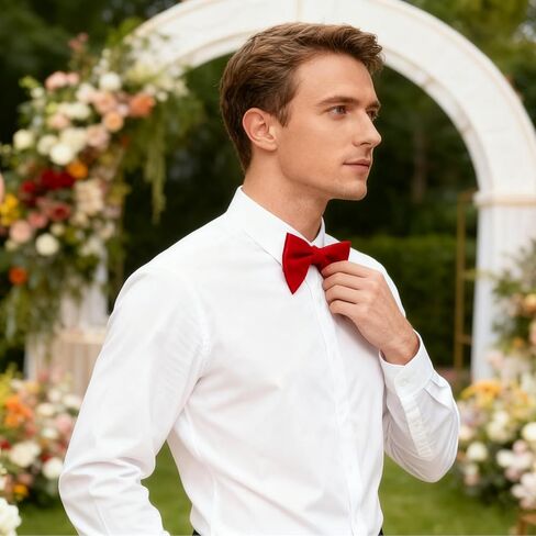 Velvet Bow Ties for Men, Red Adjustable Bowtie Formal Solid Pre-Tie Bowtie Tuxedo Bowties Adjustable Neck Bowties for Tuxedo Wedding Party Banquet in Saudi Arabia