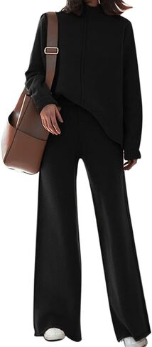 Two Piece Outfits for Women Lounge Sets Oversized Knit Lounge Pullover Sweatshirt Sweatpants Sweatsuits Set in Saudi Arabia