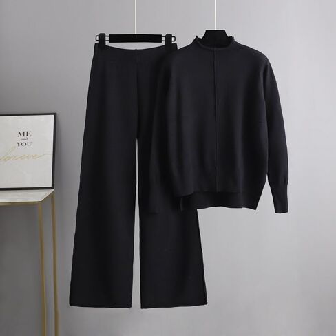 Two Piece Outfits for Women Lounge Sets Oversized Knit Lounge Pullover Sweatshirt Sweatpants Sweatsuits Set in Saudi Arabia