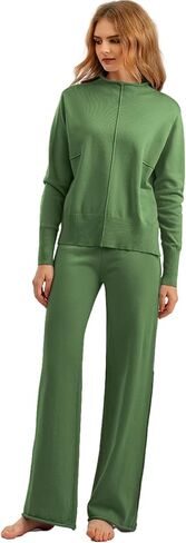 Two Piece Outfits for Women Lounge Sets Oversized Knit Lounge Pullover Sweatshirt Sweatpants Sweatsuits Set in Saudi Arabia