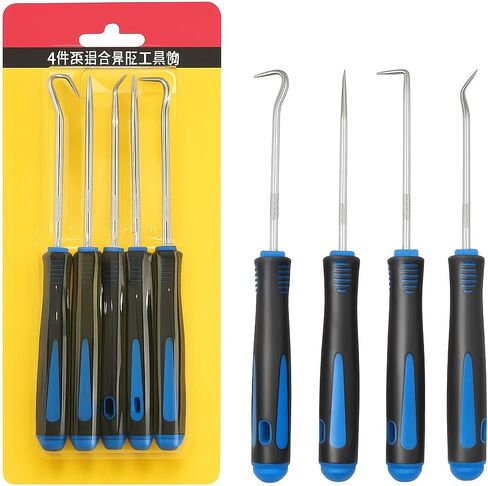 4 PCS Precision Pick and Hook Set, Heavy Duty Pick Set Mechanic Tools with Non-Slip Handle, for Automotive, O-Ring, Seal, Gasket Removal– Blue/Yellow/Red (Yellow) in Saudi Arabia
