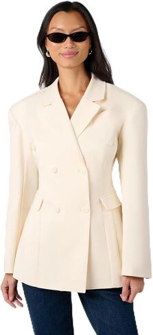 WEWOREWHAT Women's Double Breasted Cinched Waist Blazer in Saudi Arabia