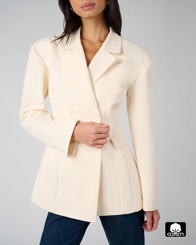 WEWOREWHAT Women's Double Breasted Cinched Waist Blazer in Saudi Arabia