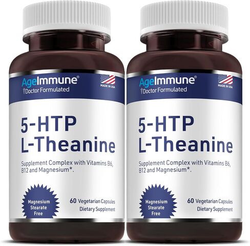Serenity Formula for Stress Relief for Teens and Adults with 5-HTP, L-Theanine, Vitamin B6, Vitamin B12, Magnesium. 60 Veggie Capsules. Doctor Formulated, Magnesium Stearate Free. in Saudi Arabia