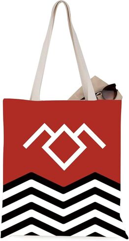 WCGXKO TV Show Inspired Red Black & White Welcome To T Peaks Tote Bag (T Peaks tote) in Saudi Arabia