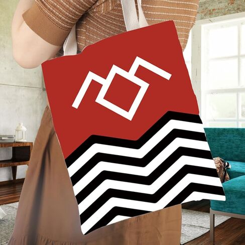 WCGXKO TV Show Inspired Red Black & White Welcome To T Peaks Tote Bag (T Peaks tote) in Saudi Arabia