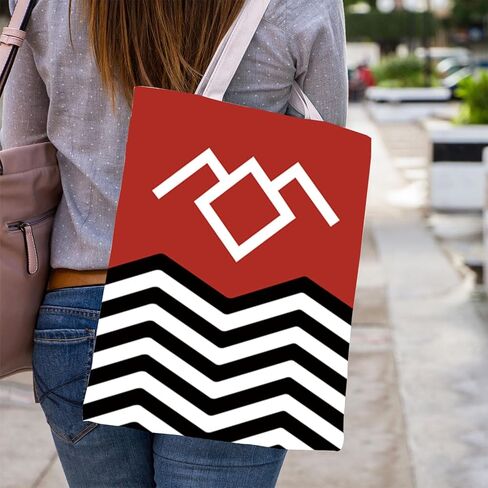 WCGXKO TV Show Inspired Red Black & White Welcome To T Peaks Tote Bag (T Peaks tote) in Saudi Arabia