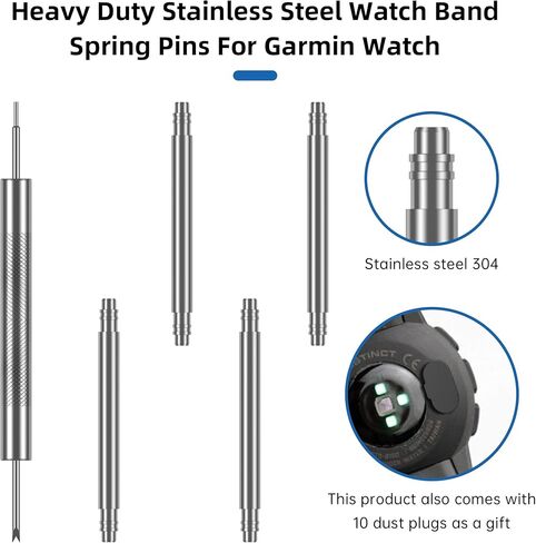 شريط زنبركي لساعة من الفولاذ المقاوم للصدأ بسُمك 2.3 مم لـ Garmin Fenix7/MARQ/Approach/Forerunner Watch Pins Spring Bar Tool (4 قطع دبابيس زنبركية + أداة + 10 مقابس مقاومة للغبار) in Kuwait