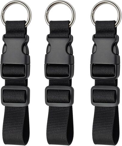 Luggage Connector Straps, 3 Pack Adjustable Suitcase Connector with Buckle, Hands-Free Add-a-Bag Strap for Carry-on Luggage and Backpacks, Black in Kuwait