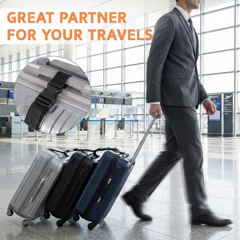 Luggage Connector Straps, 3 Pack Adjustable Suitcase Connector with Buckle, Hands-Free Add-a-Bag Strap for Carry-on Luggage and Backpacks, Black in Kuwait