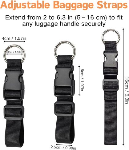 Luggage Connector Straps, 3 Pack Adjustable Suitcase Connector with Buckle, Hands-Free Add-a-Bag Strap for Carry-on Luggage and Backpacks, Black in Kuwait