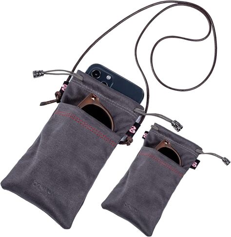 عبوتان من الحقيبة المزدوجة المصنوعة من الألياف الدقيقة من جلد الغزال، وحقيبة النظارات/النظارات الشمسية الناعمة مع حزام قابل للتعديل قابل للإزالة in Kuwait