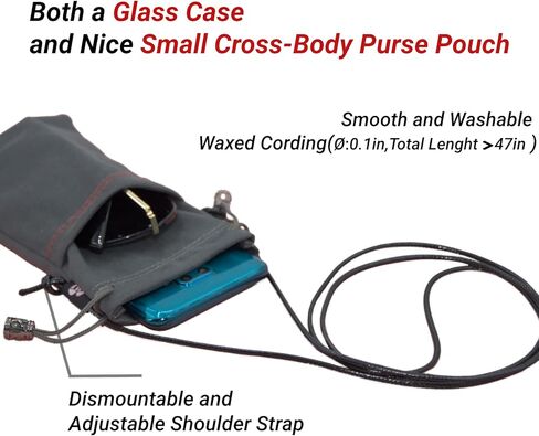 عبوتان من الحقيبة المزدوجة المصنوعة من الألياف الدقيقة من جلد الغزال، وحقيبة النظارات/النظارات الشمسية الناعمة مع حزام قابل للتعديل قابل للإزالة in Kuwait